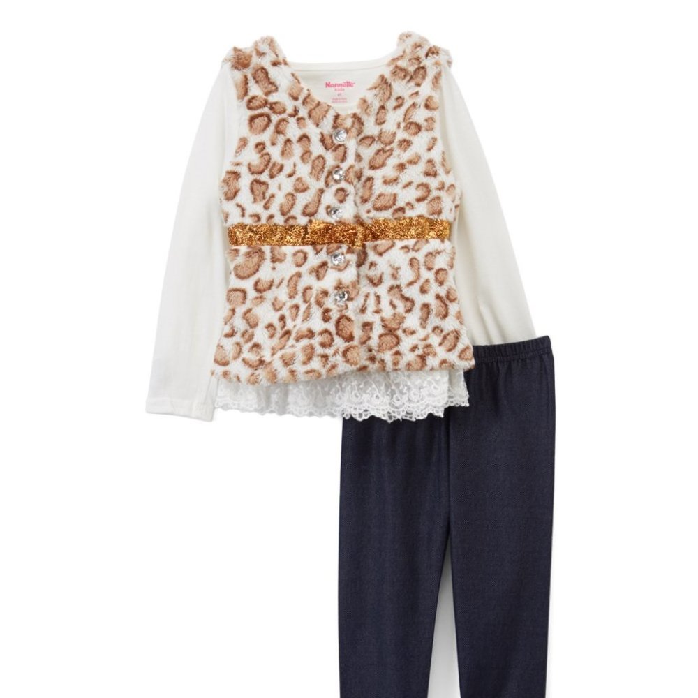 NWT Gold and Black Leopard print vest set